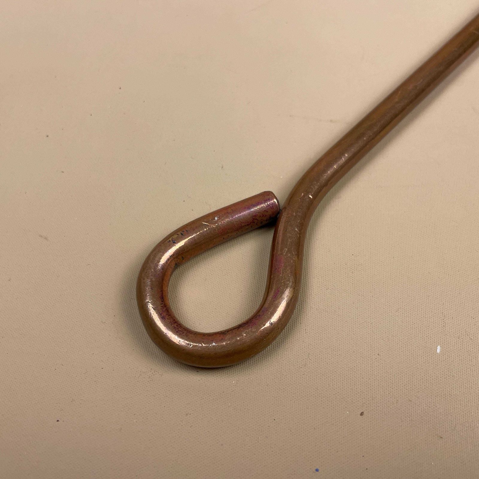 Long Copper Fire Tool Fireplace Fork Handmade Hearth Ash Rake Mantel Rustic Tending Vintage Metal Fireplace Accessory Antique Style photo 55.0