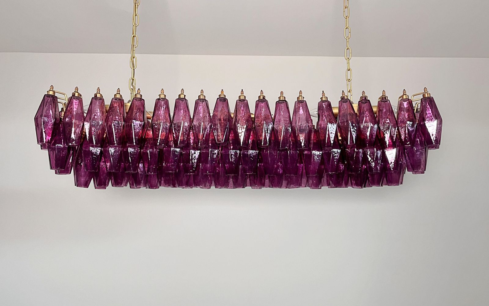 Elegant Murano Poliedri Chandelier   Carlo Scarpa   138 Amethyst Glasses photo vinterior