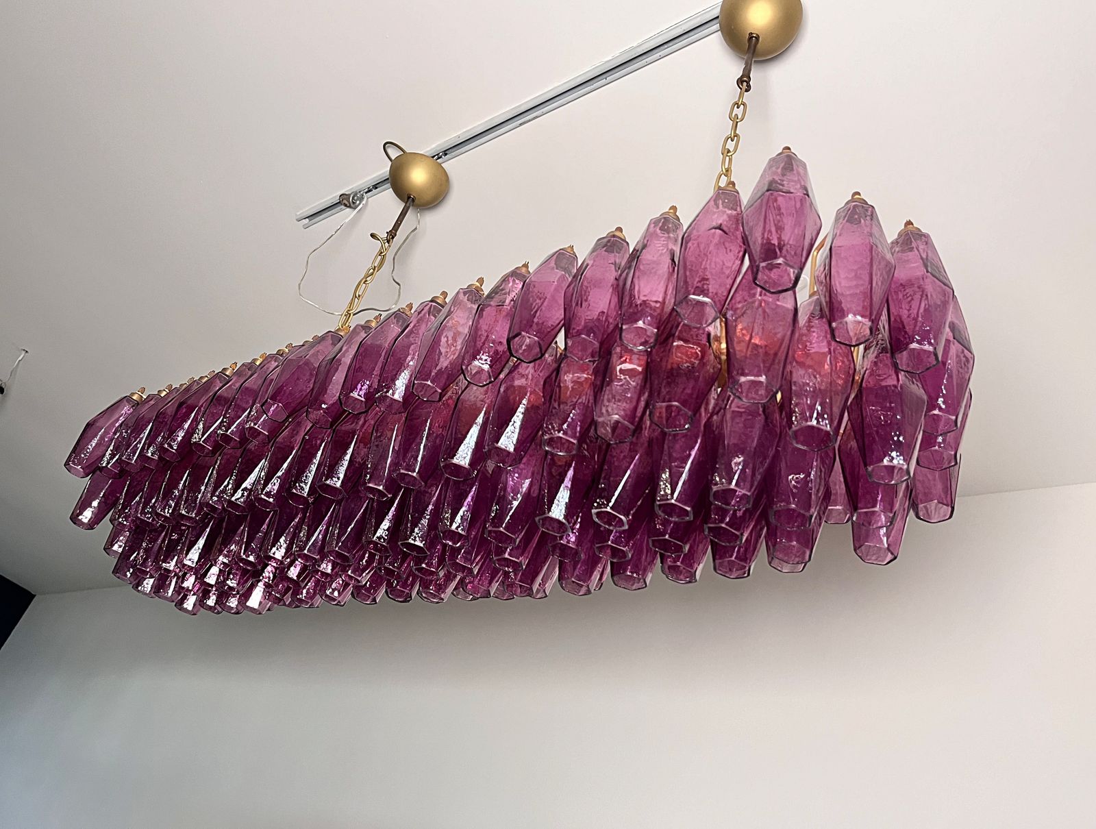 photo vinterior Elegant Murano Poliedri Chandelier   Carlo Scarpa   138 Amethyst Glasses