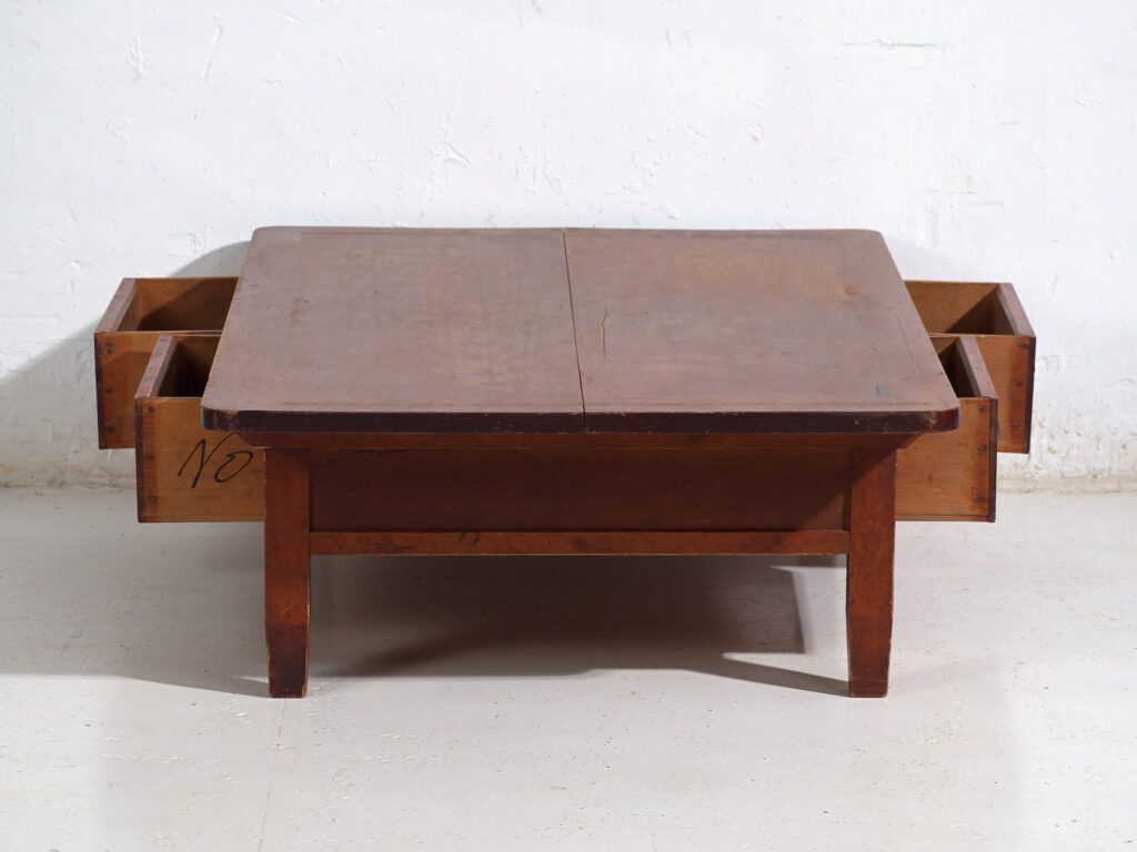 photo furniture Antique Japanese Low Work Table With Drawers – Showa Period – C.1930 1950
