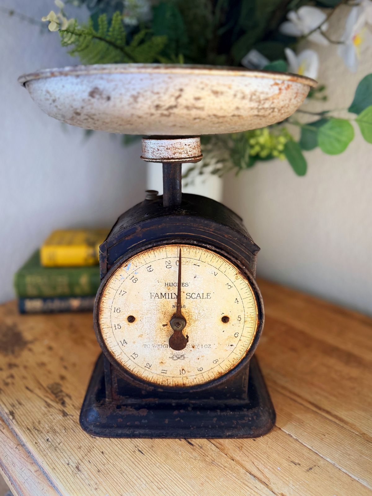 Early 20th Century Salter Hughes Kitchen Scales – Rustic Farmhouse Decor With Striking Authentic Patina photo furniture