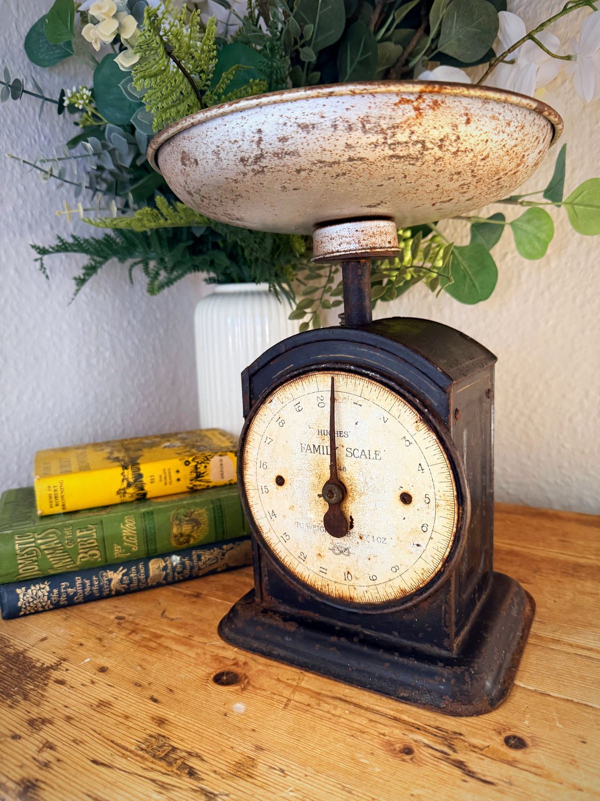 Early 20th Century Salter Hughes Kitchen Scales – Rustic Farmhouse Decor With Striking Authentic Patina