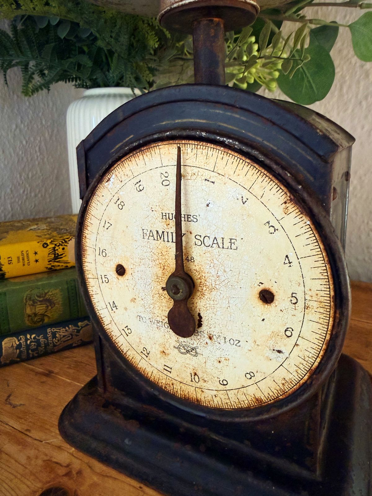 Early 20th Century Salter Hughes Kitchen Scales – Rustic Farmhouse Decor With Striking Authentic Patina photo for sale