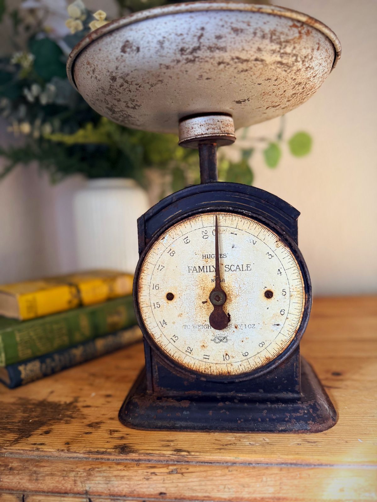 Early 20th Century Salter Hughes Kitchen Scales – Rustic Farmhouse Decor With Striking Authentic Patina photo Home Decor