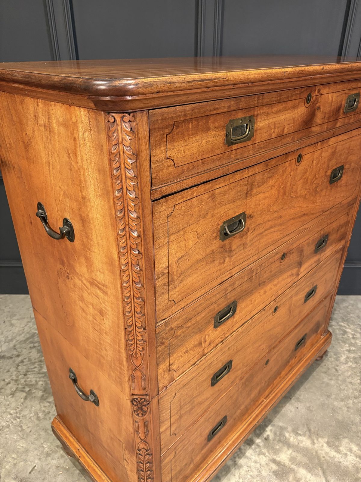 19th Century Camphor Wood Military Campaign Secretaire Chest photo Furniture
