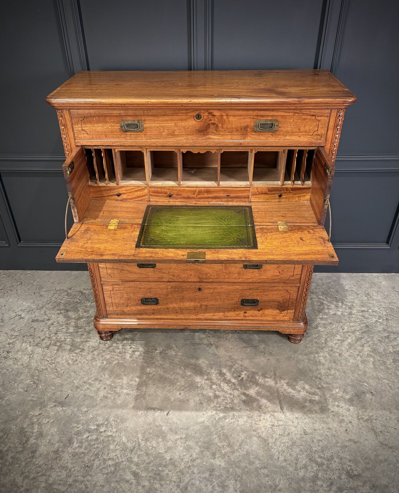 19th Century Camphor Wood Military Campaign Secretaire Chest photo vinterior