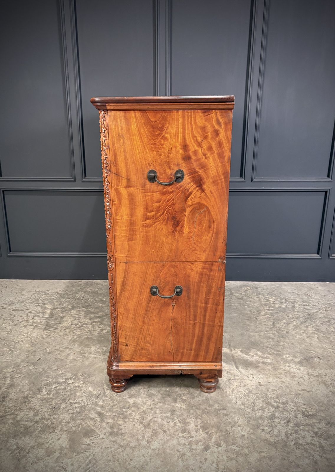 4250.0 19th Century Camphor Wood Military Campaign Secretaire Chest photo