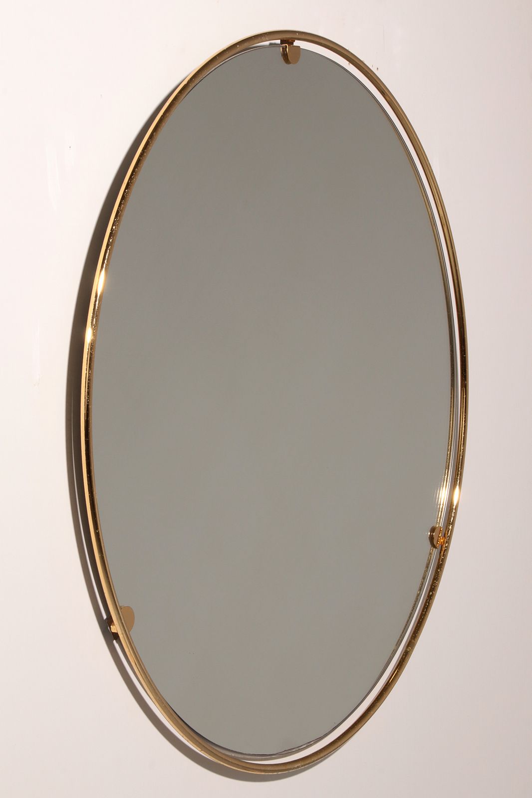 Italian 1960s Solid Brass Wall Mirror With Original Patina – Milan Nightlife Provenance