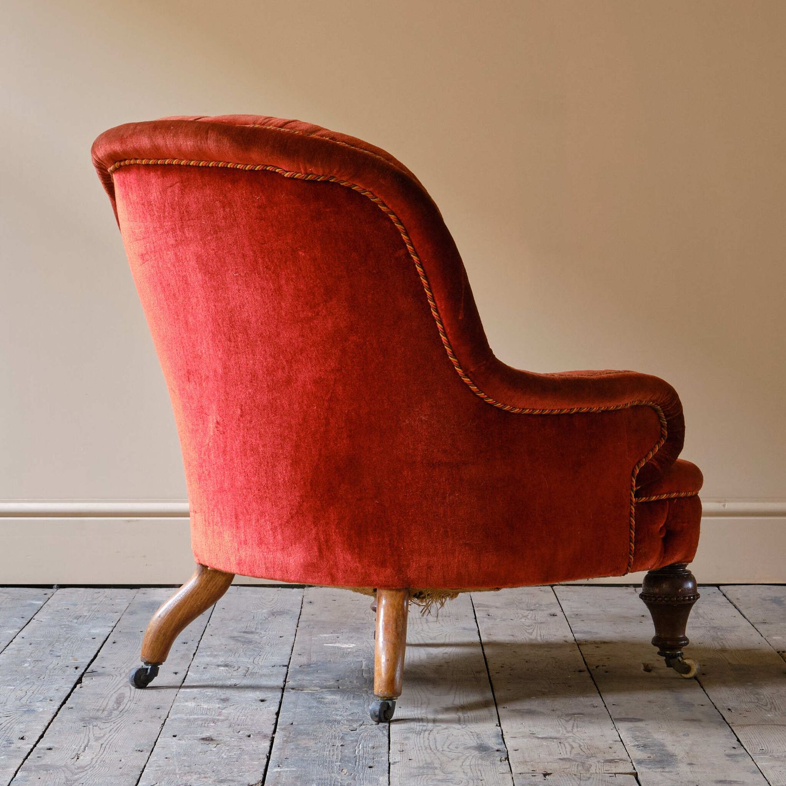 19th Century Red Velvet Iron Back Armchair photo 1095.0