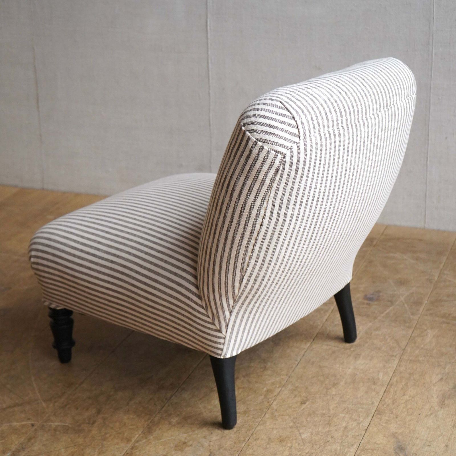 Ticking Slipper Chair, 1800s, Antique photo Furniture