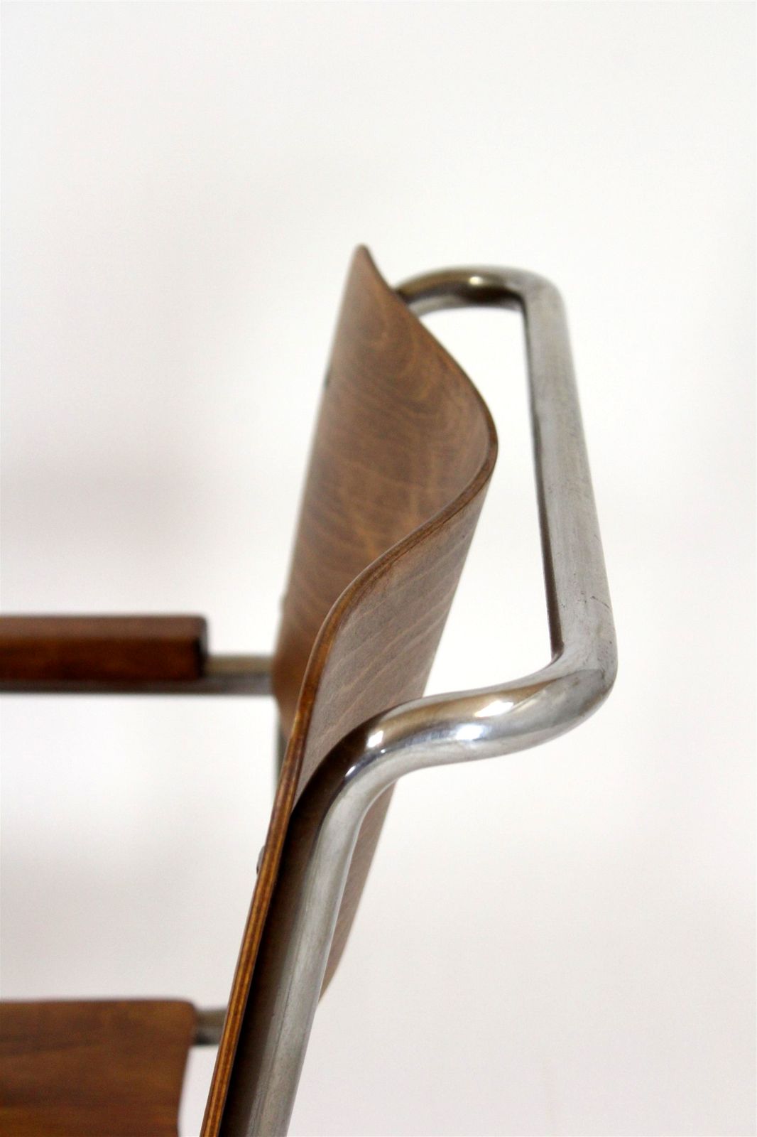 photo for sale Restored Bauhaus B34 Cantilever Chair In Plywood & Chrome By Marcel Breuer, Early 1930s