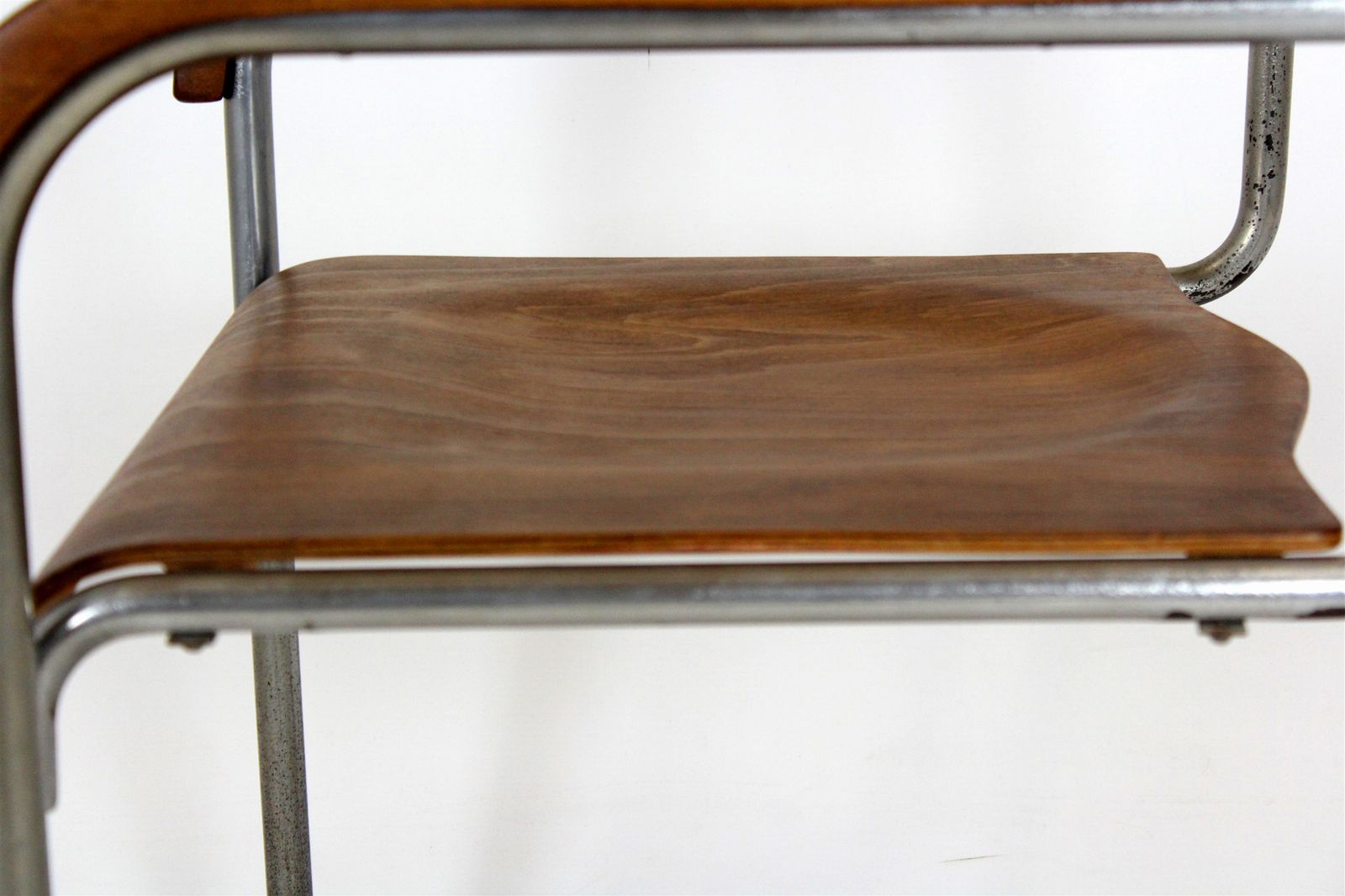 Furniture Restored Bauhaus B34 Cantilever Chair In Plywood & Chrome By Marcel Breuer, Early 1930s photo