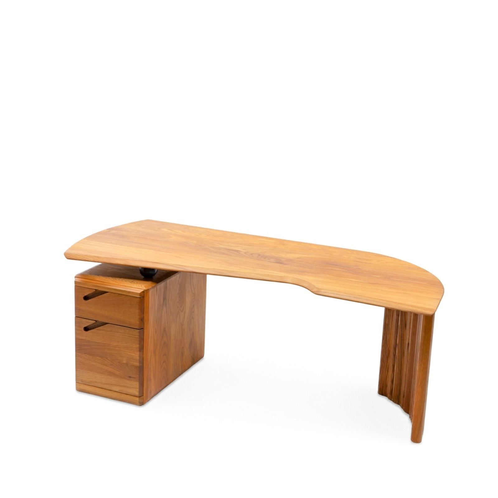 Curved Desk In Elm Produced By Seltz, France 1980s