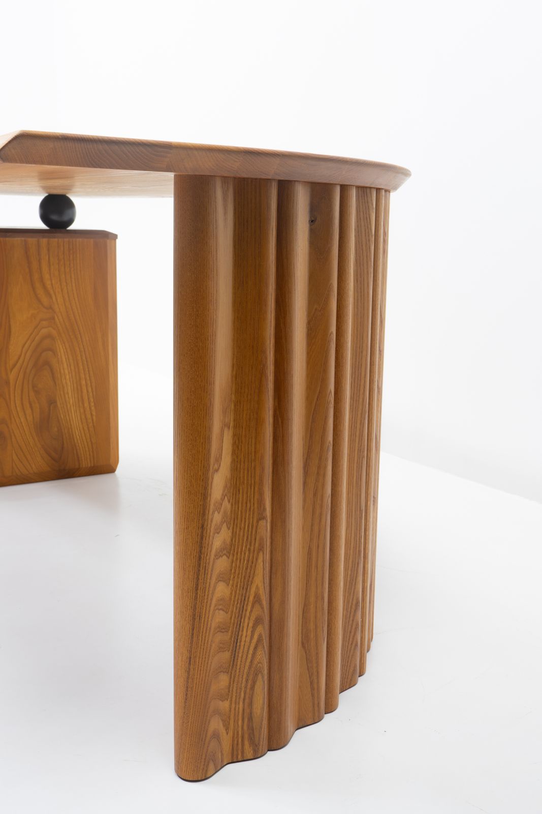 Curved Desk In Elm Produced By Seltz, France 1980s photo vintage
