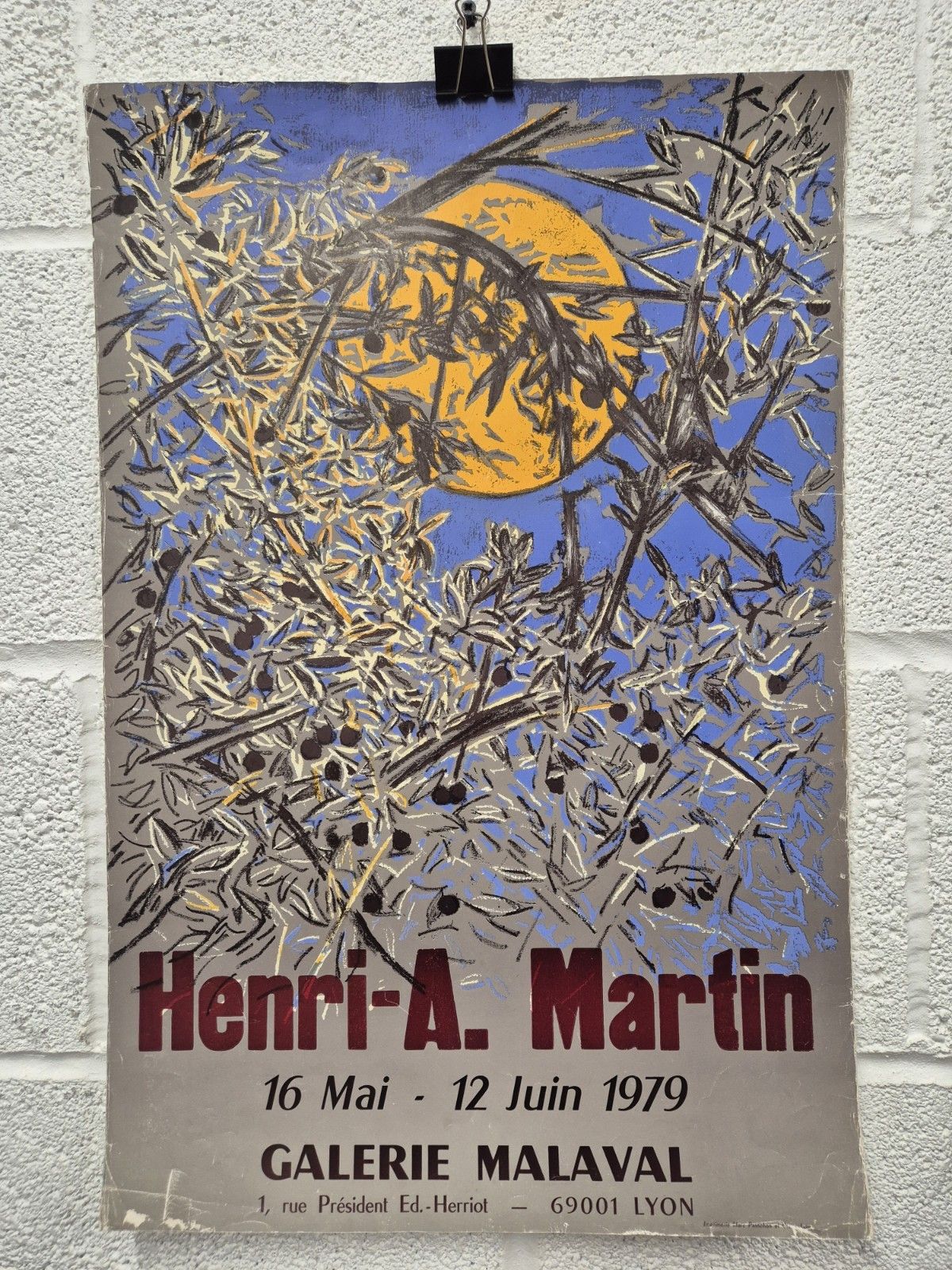 Pair Original Vintage French Art Exhibition Posters Lyon 1979/82 Henri A Martin photo furniture