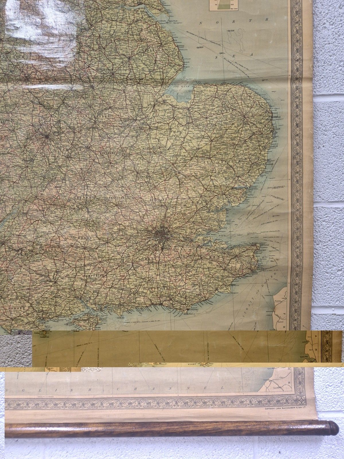 Large Original 1930s "The Autocar" Advertising Map England And Wales Canvas Scroll photo 126.0