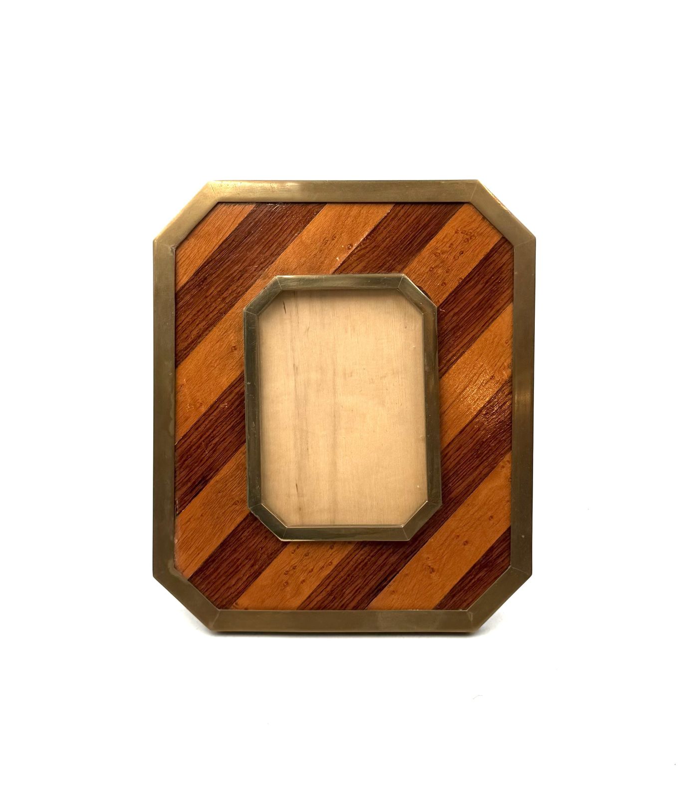 photo buy Mid Century Modern Brass & Wood Picture Frame – In The Manner Of Gabriella Crespi, Italy 1970s
