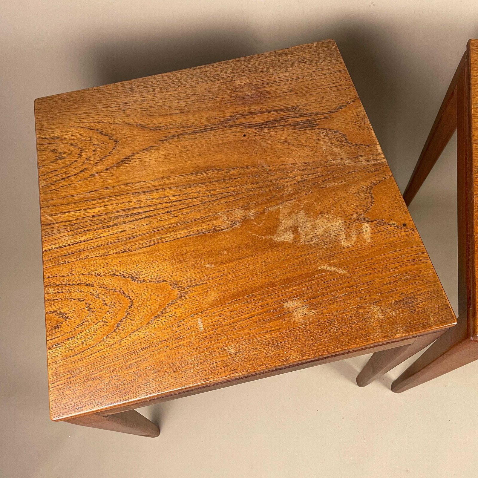 Mid Century Wooden Side Tables Pair Tapered Leg End Tables Teak Finish Scandinavian Retro Style Vintage. photo Furniture