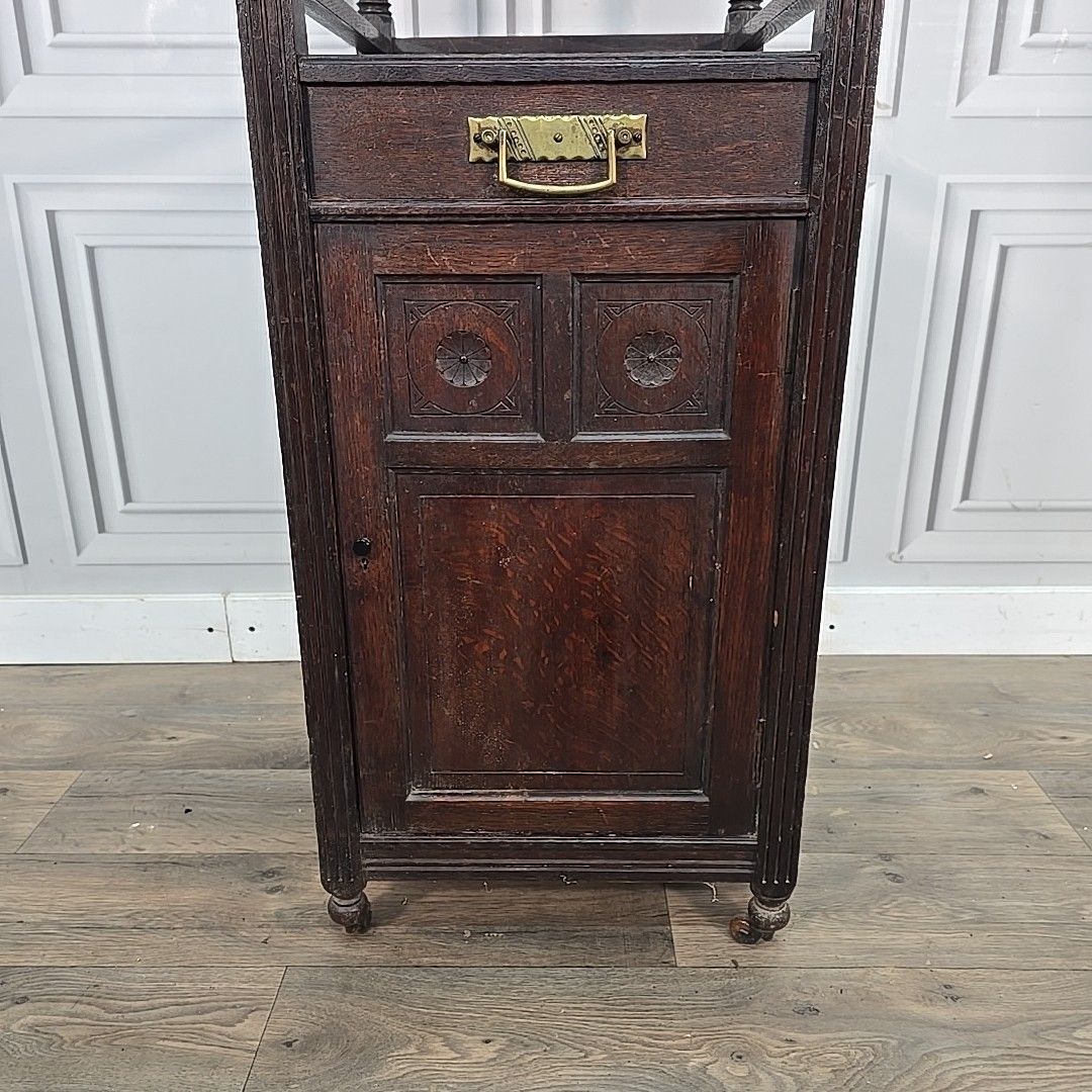 photo furniture Antique Whatnot Cabinet Mahogany 2 Tier Bedside Nightstand Drawer Cupboard