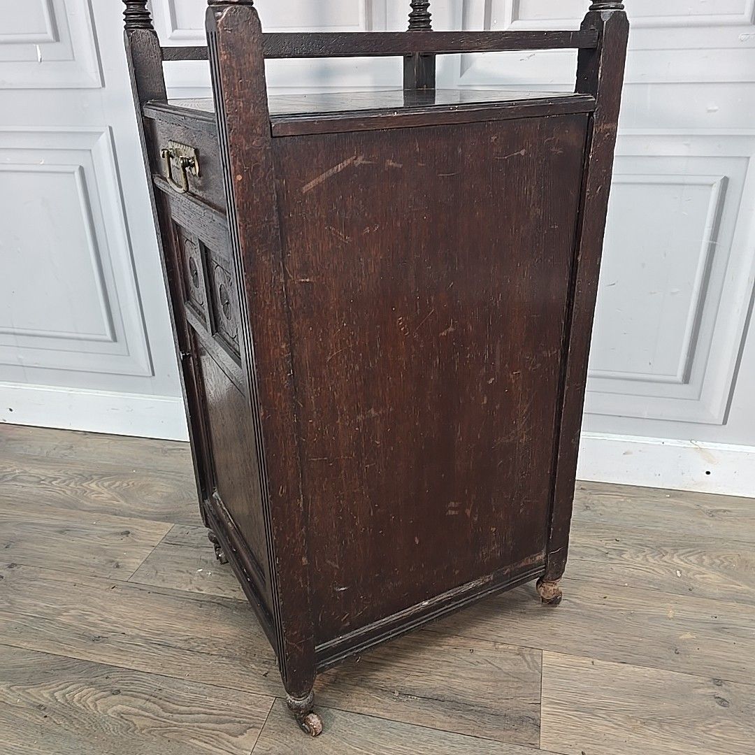 photo vinterior Antique Whatnot Cabinet Mahogany 2 Tier Bedside Nightstand Drawer Cupboard