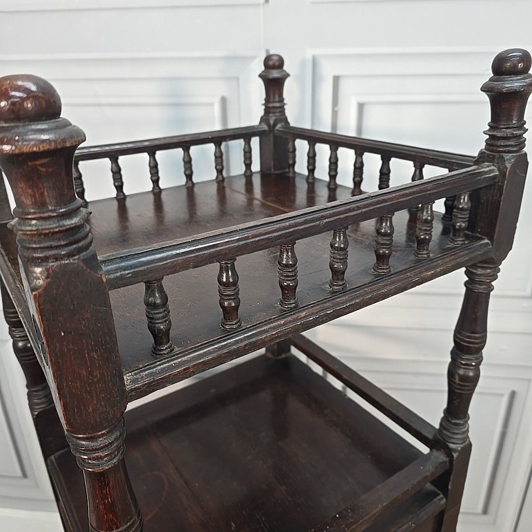 photo buy Antique Whatnot Cabinet Mahogany 2 Tier Bedside Nightstand Drawer Cupboard