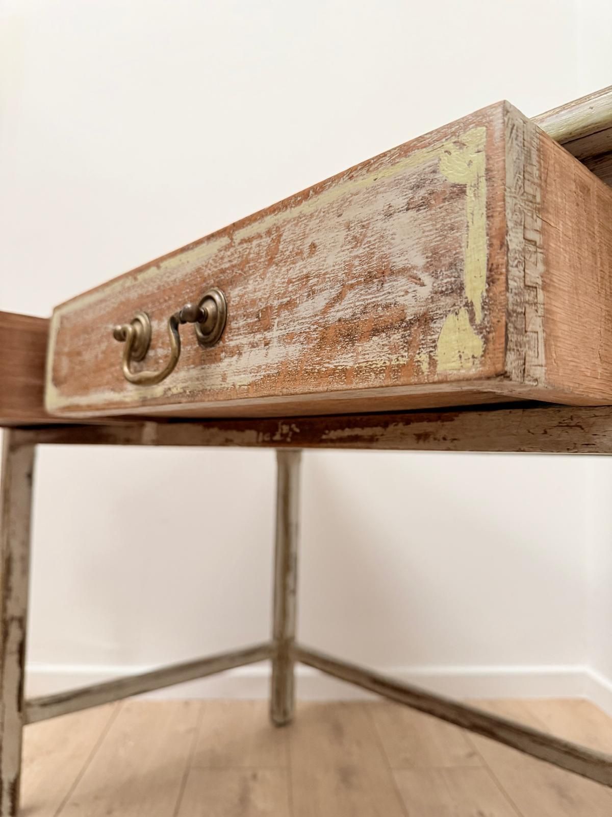 Vintage French Painted Pine Farmhouse Table 2 Drawer  Delivery Available 0263. photo vintage