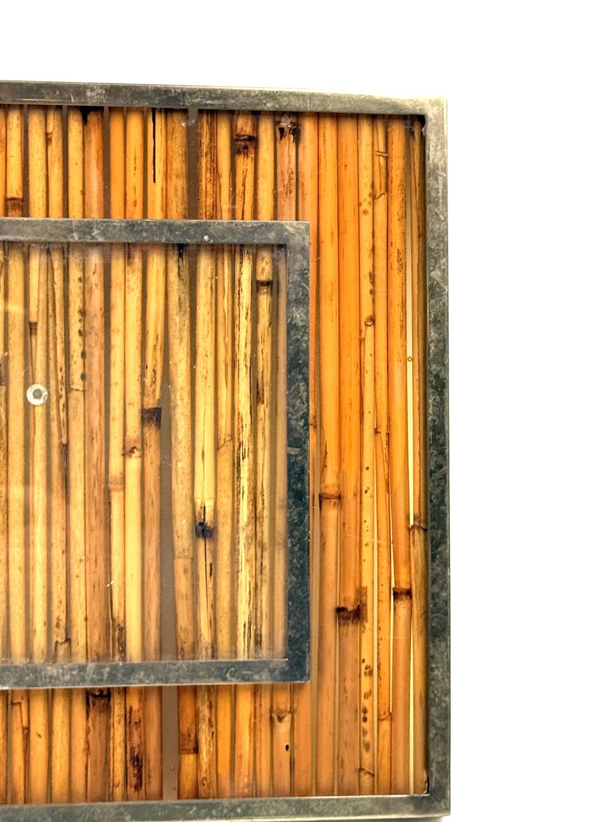 Hollywood Regency Bamboo & Brass Picture Frame, In The Manner Of Gabriella Crespi Italy 1970s photo vinterior