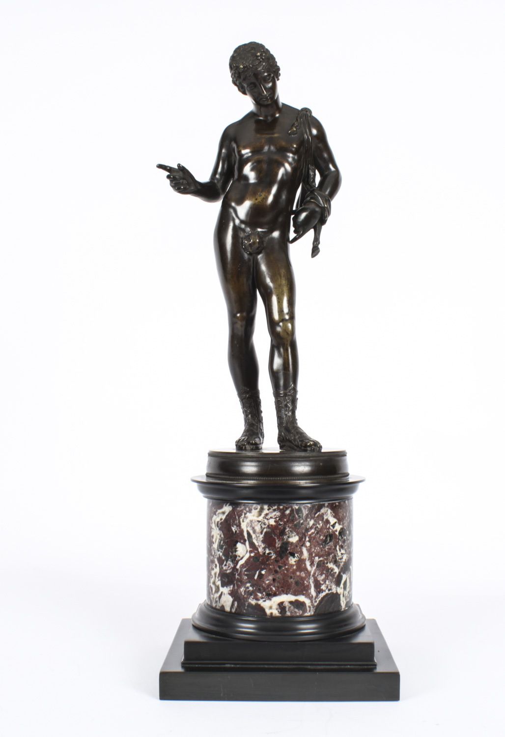 photo for sale Antique Grand Tour  Bronze Figure Of "Dionysus, Called Narcissus" 19th C