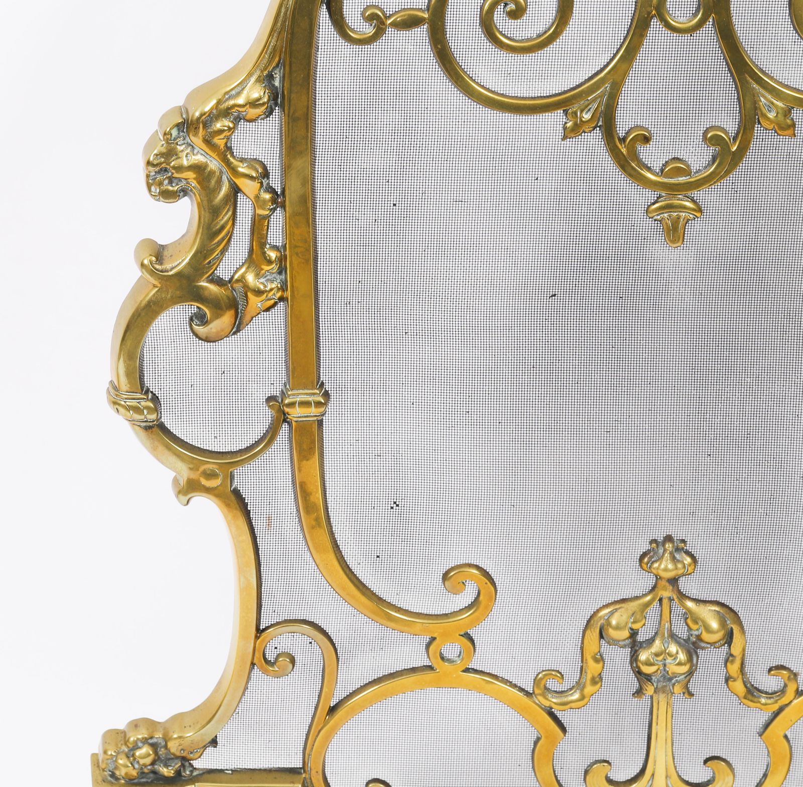 French Louis Revival Brass Mesh Dolphin Fire Screen 19th Century photo 1250.0
