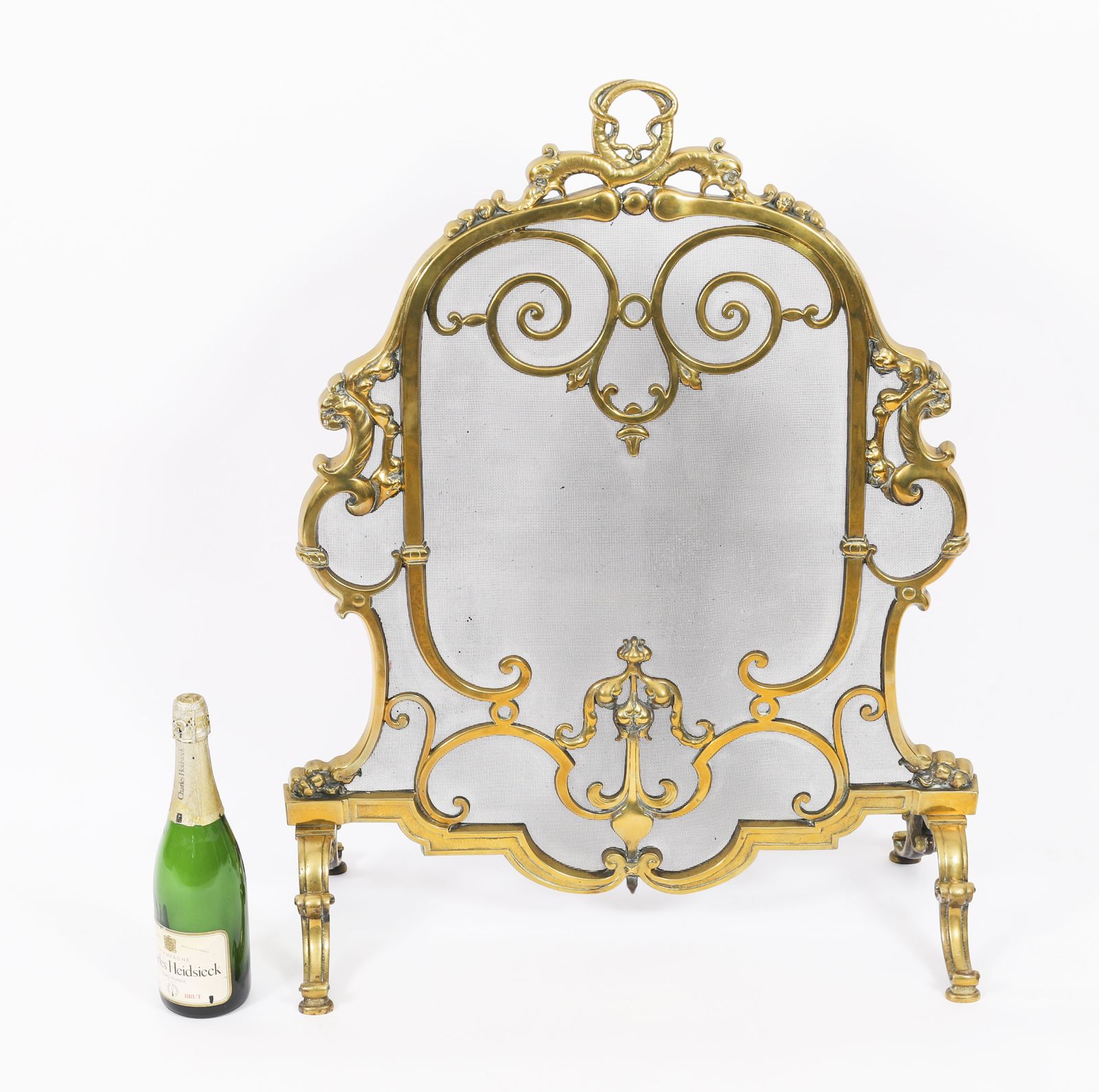 photo furniture French Louis Revival Brass Mesh Dolphin Fire Screen 19th Century