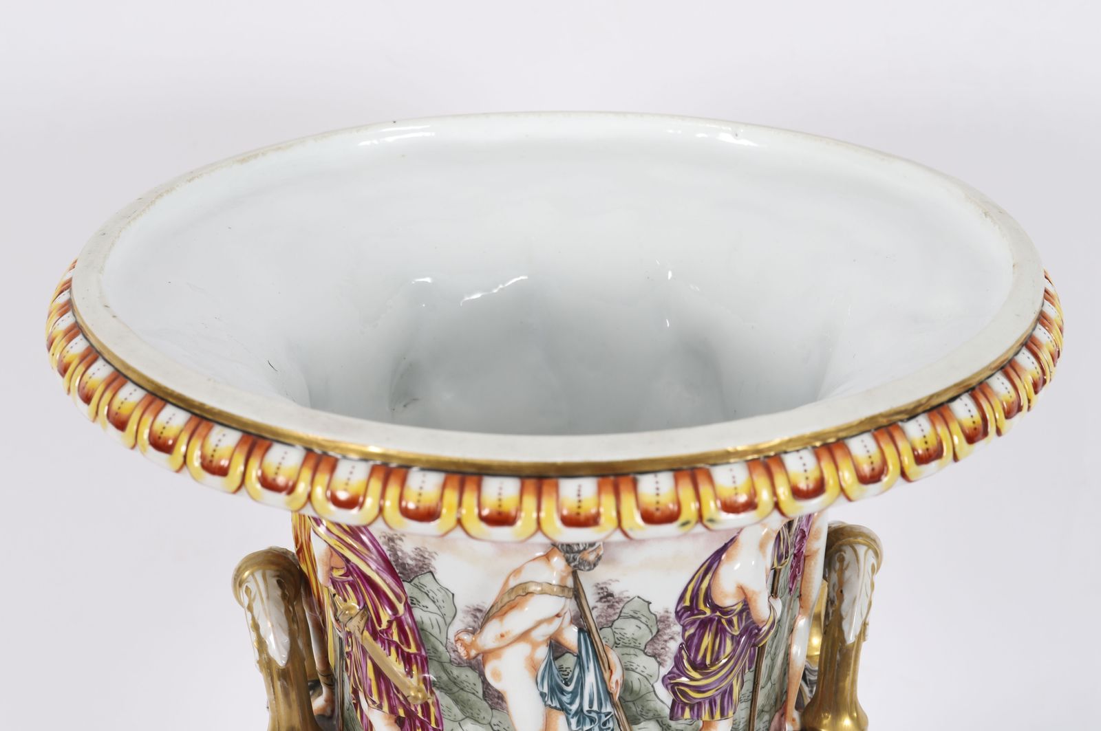 photo for sale Antique Pair Large Italian Naples Capodimonte Urns / Vases 19th C