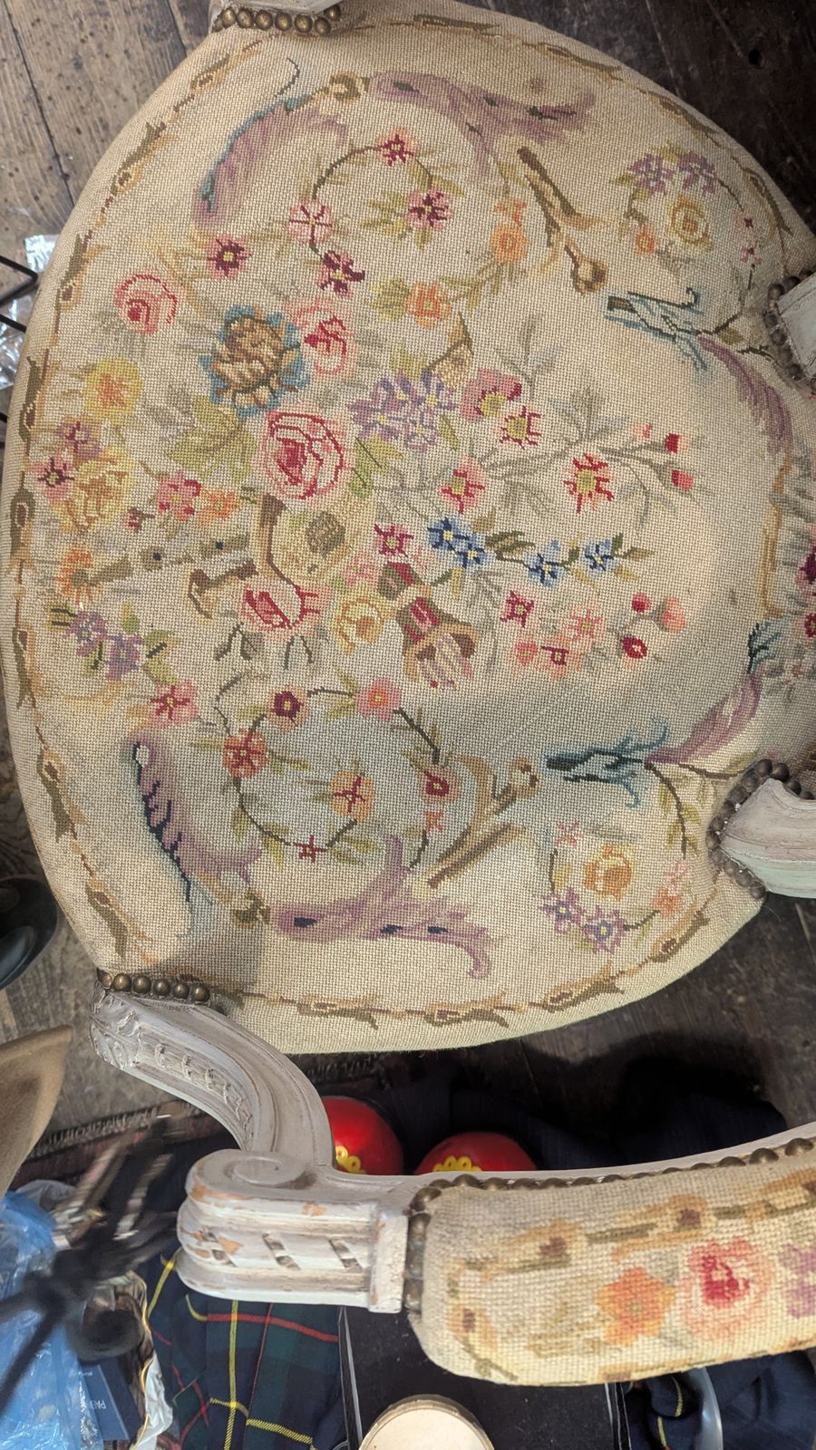 Pair Of Antique French Embroidered Salon Chairs photo furniture