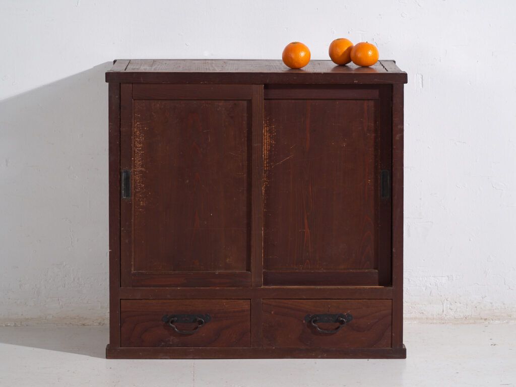 Antique Japanese Cabinet With Sliding Doors – Taisho/Showa Period (C.1920 1950)