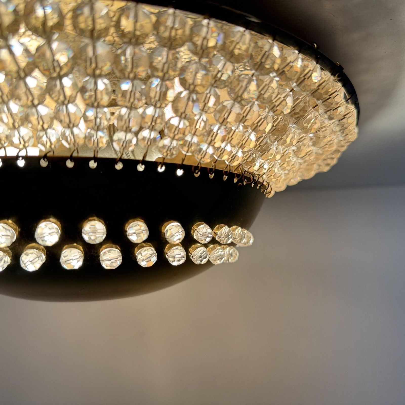 Unique Modernist Design Crystal Glass And Brass Wall Light , Austria 1950s photo buy