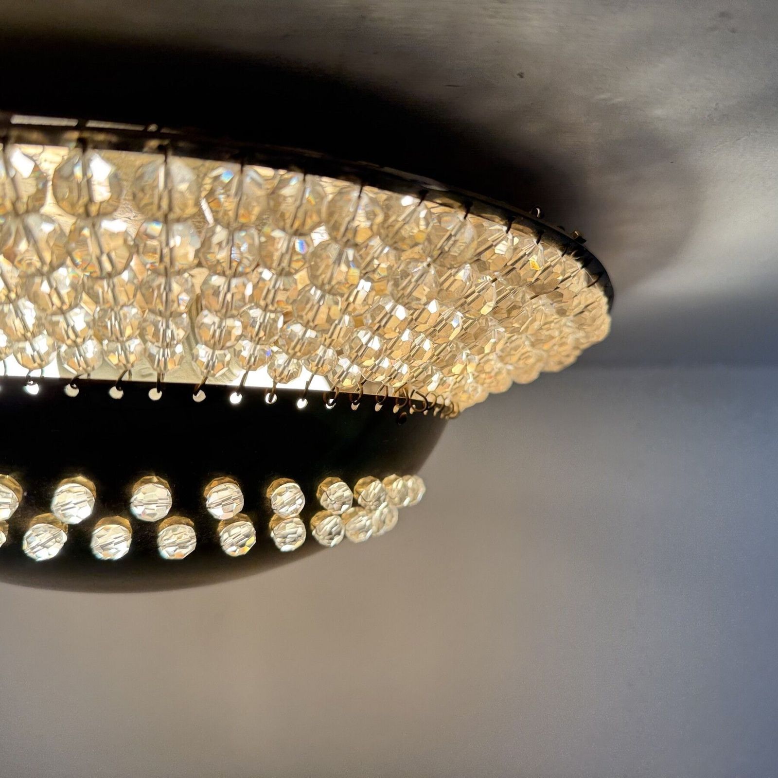 Unique Modernist Design Crystal Glass And Brass Wall Light , Austria 1950s photo vintage