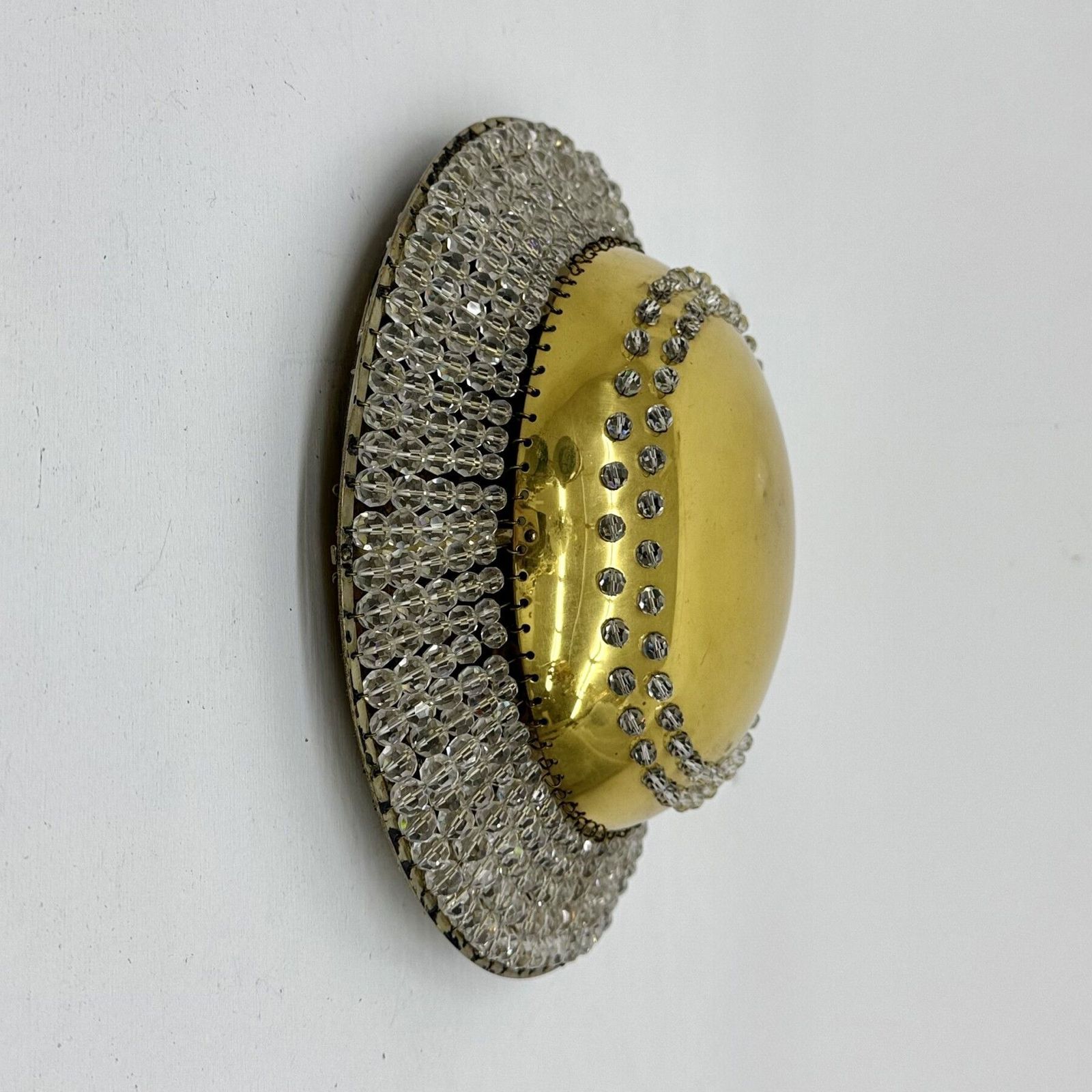 1046.0 Unique Modernist Design Crystal Glass And Brass Wall Light , Austria 1950s photo