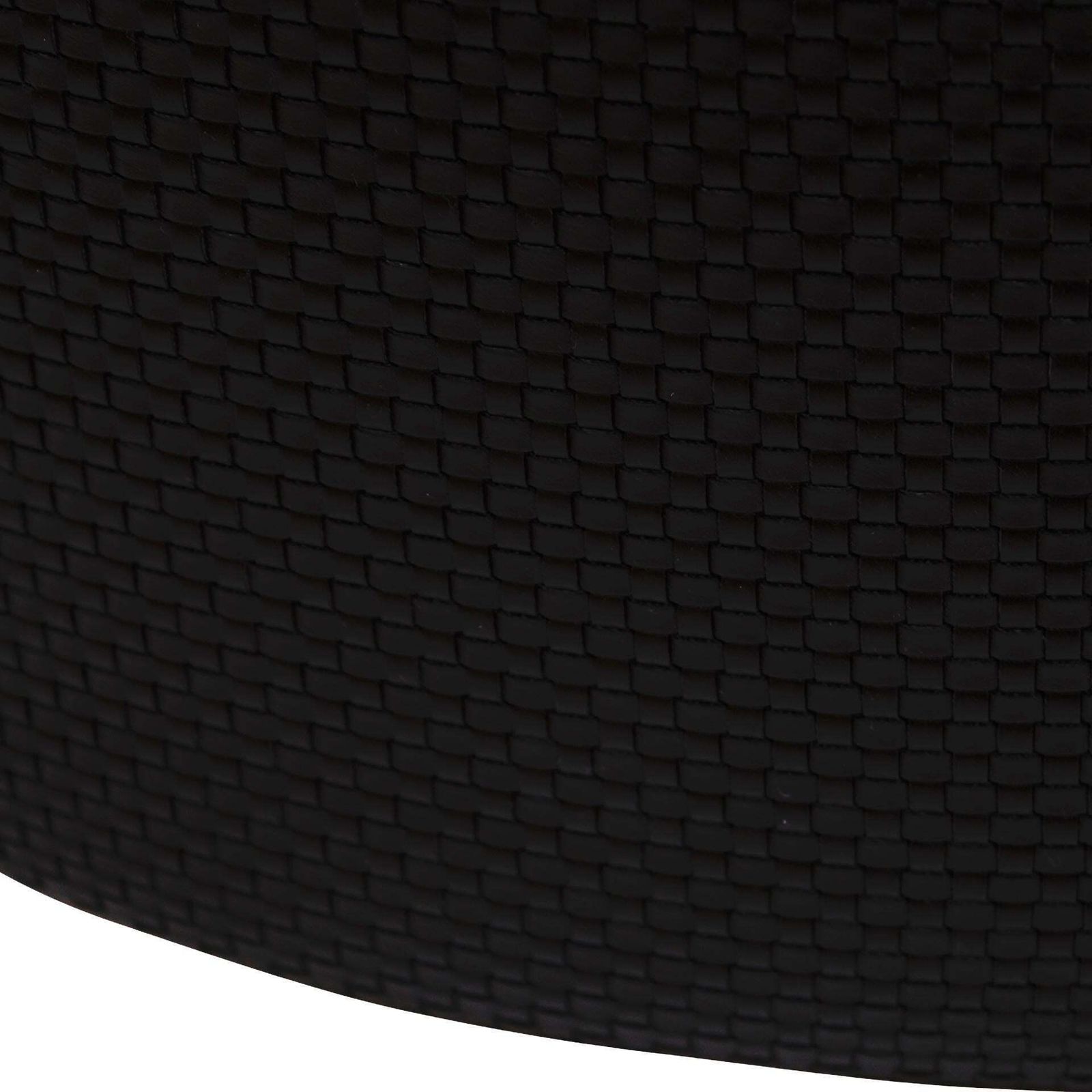 Contemporary La Design Wood Upholstered In Black Braided Lambskin Circular Pouf photo buy