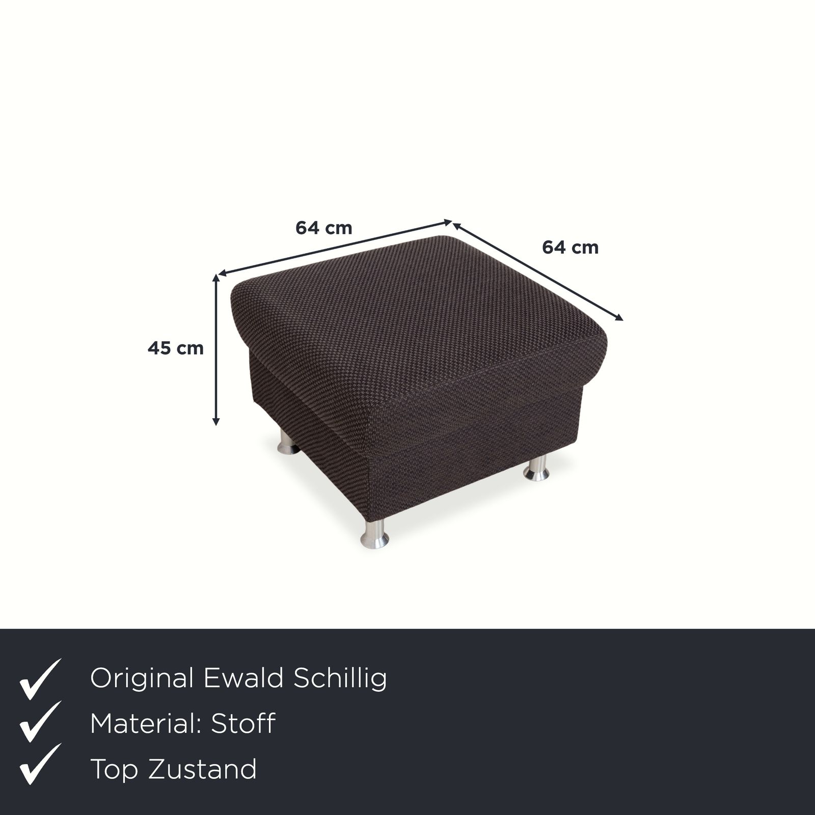 Tabouret Ewald Schillig Vario en tissu gris photo furniture