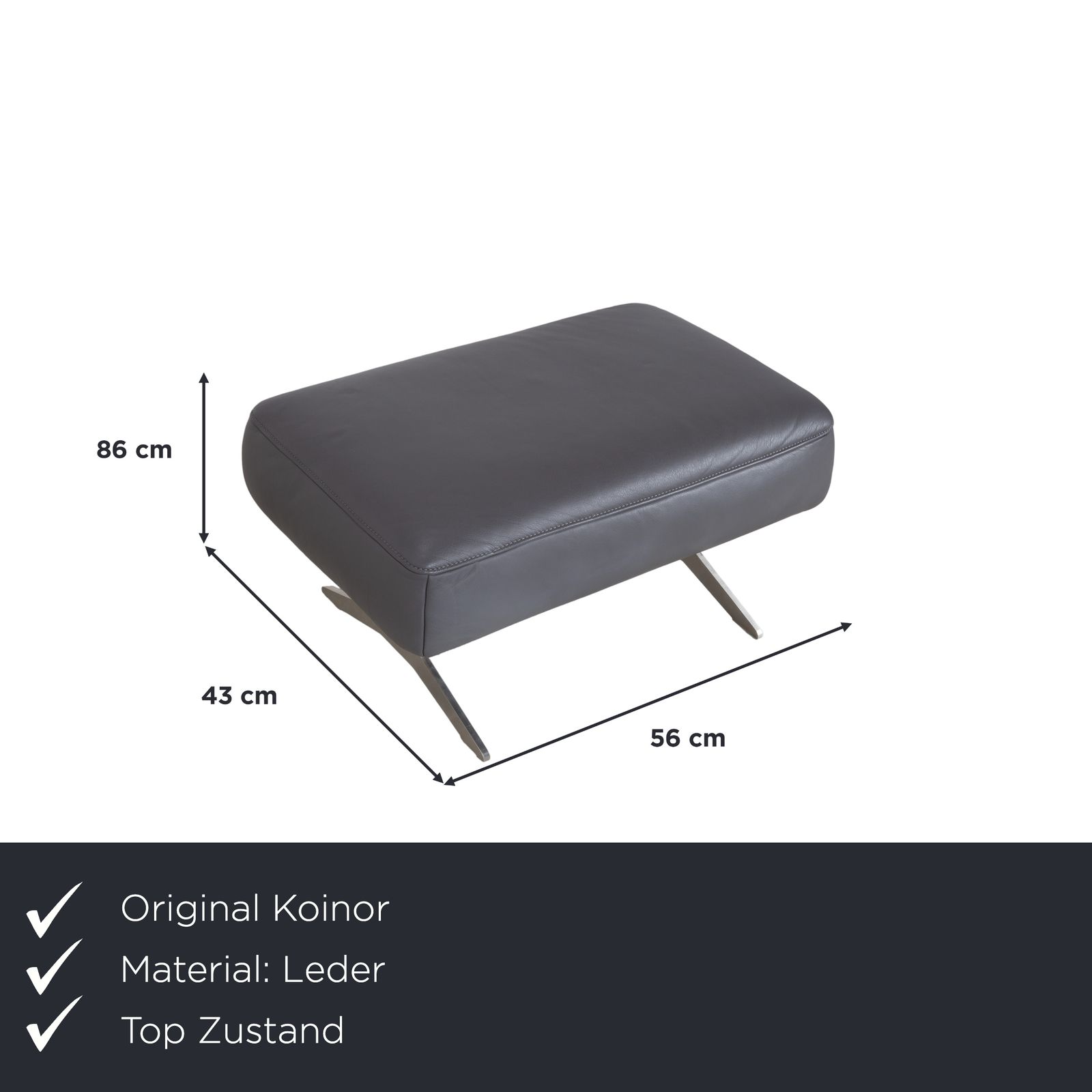 Tabouret Koinor Monroe en cuir gris photo furniture