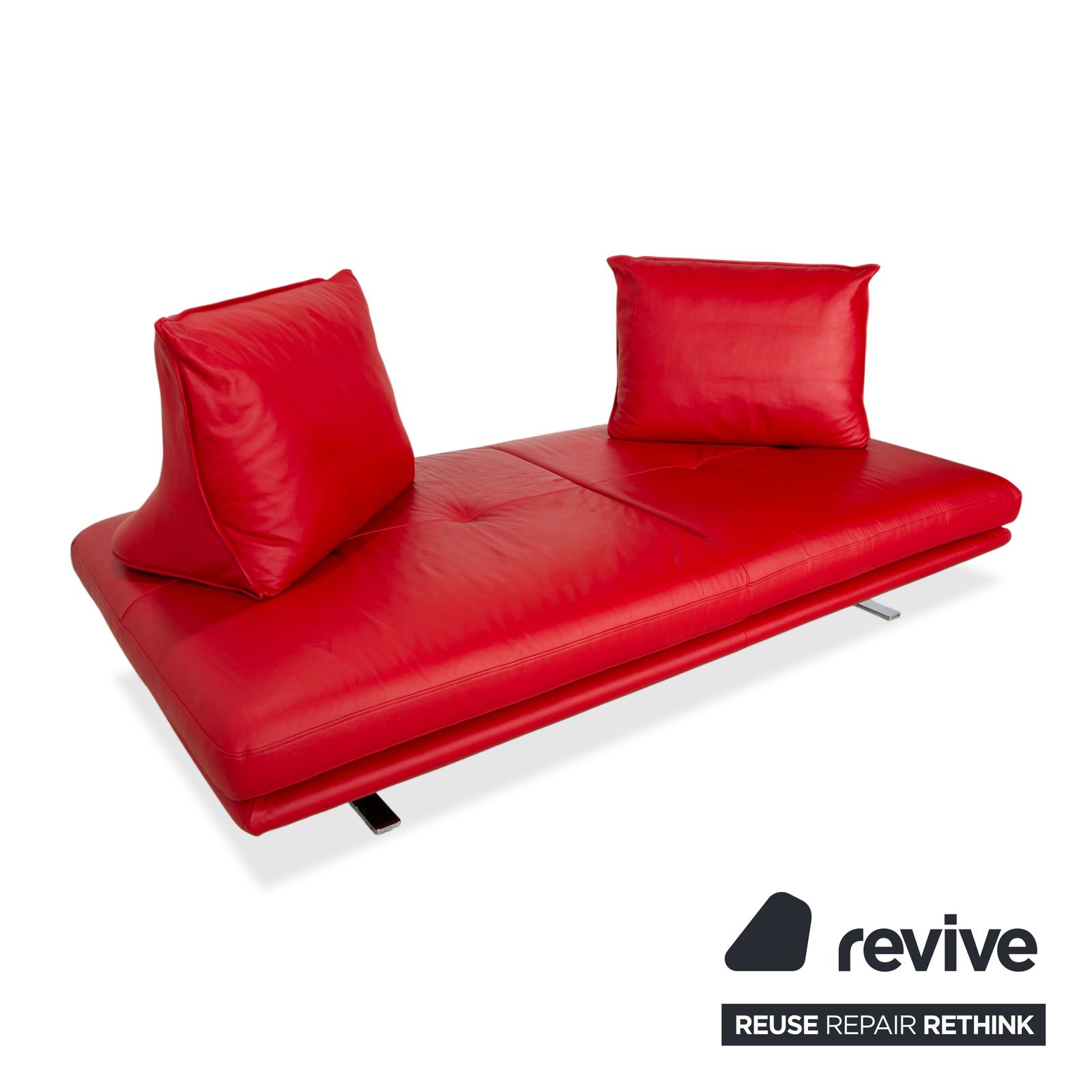 Canapé 2 places en cuir Ligne Roset Prado rouge, fonction manuelle photo Mobilier