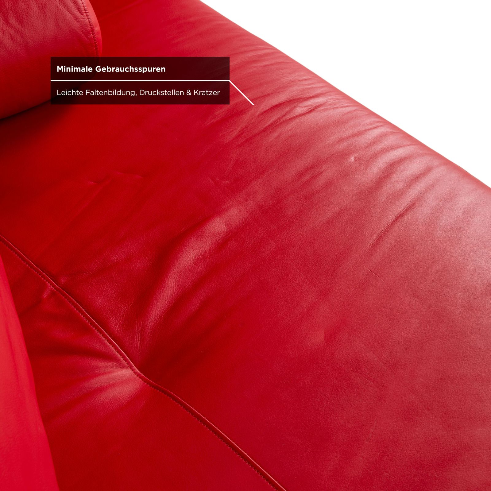 photo furniture Canapé 2 places en cuir Ligne Roset Prado rouge, fonction manuelle
