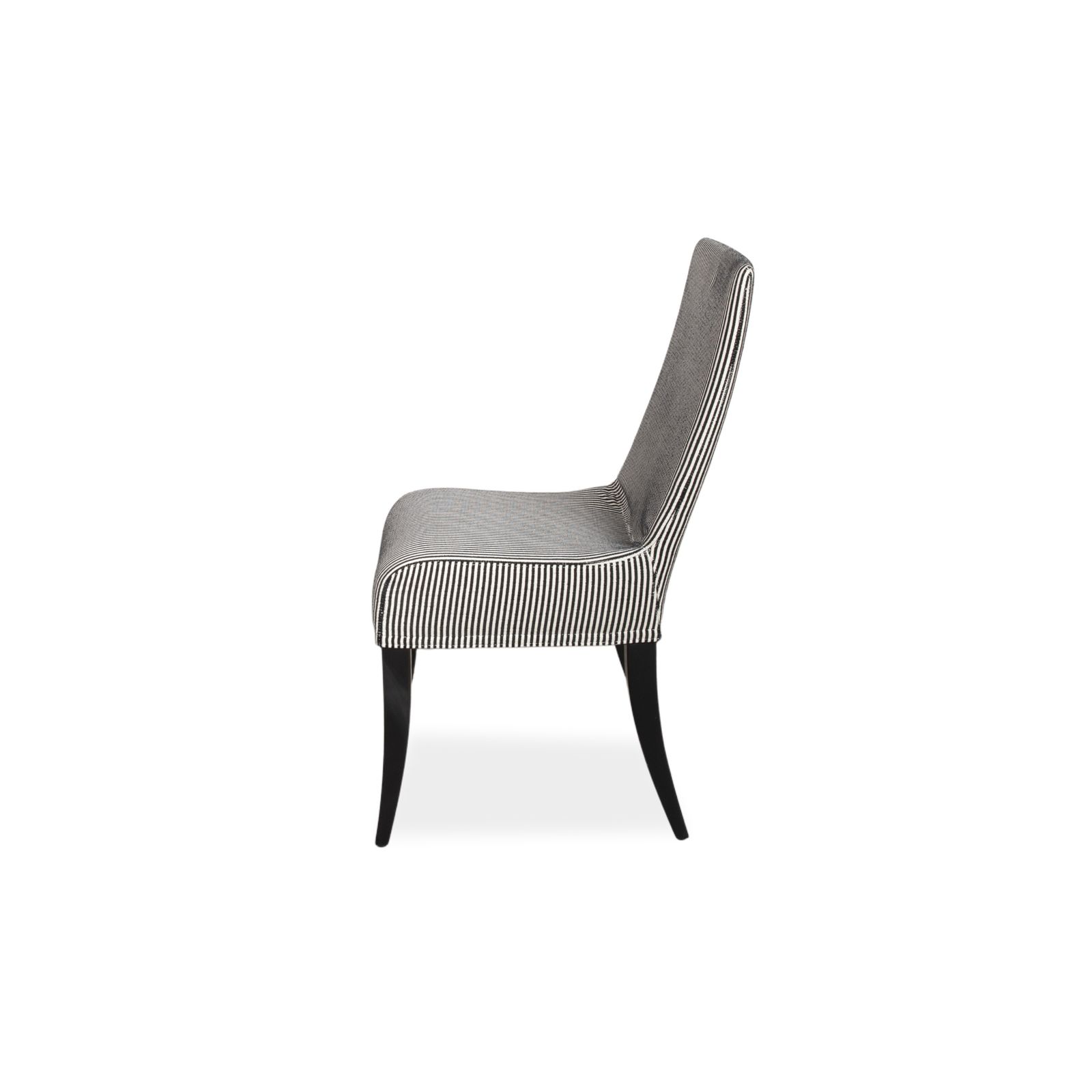 photo for sale Lot de 8 chaises Wittmann Isis en tissu, motif rayé noir et blanc, salle à manger