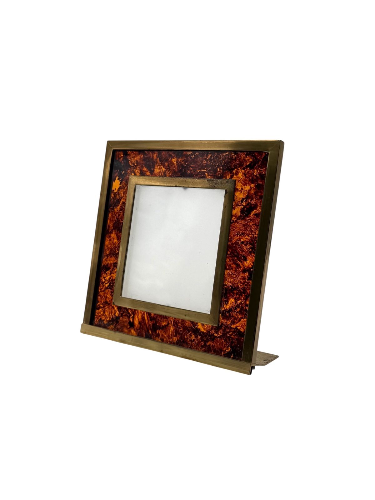 Hollywood Regency Lucite & Brass Picture Frame – In The Manner Of Gabriella Crespi, Italy 1970s photo vinterior