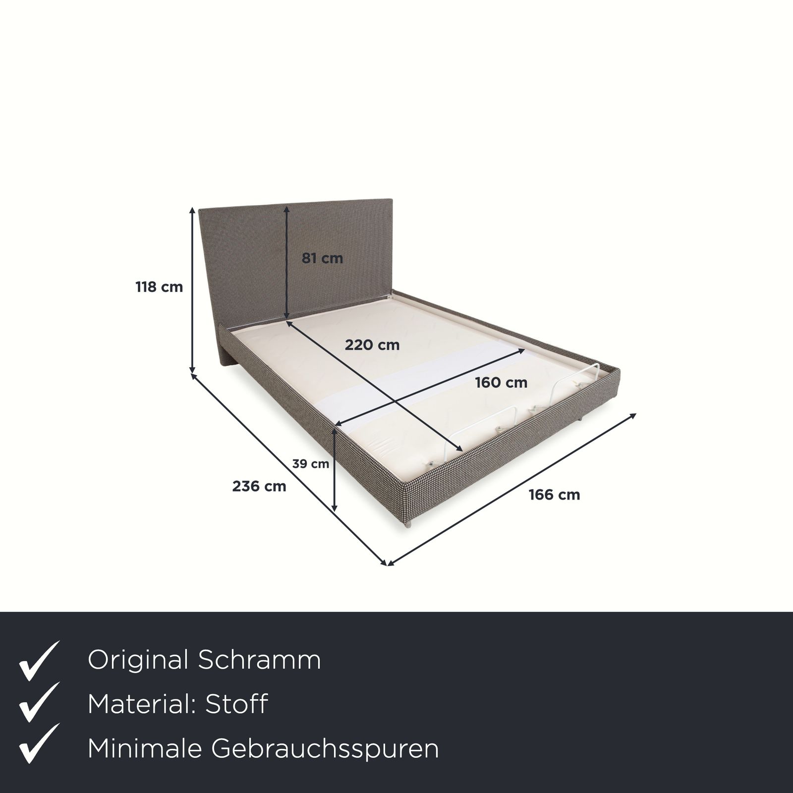 Lit Schramm en tissu gris, fonction électrique, chambre photo furniture