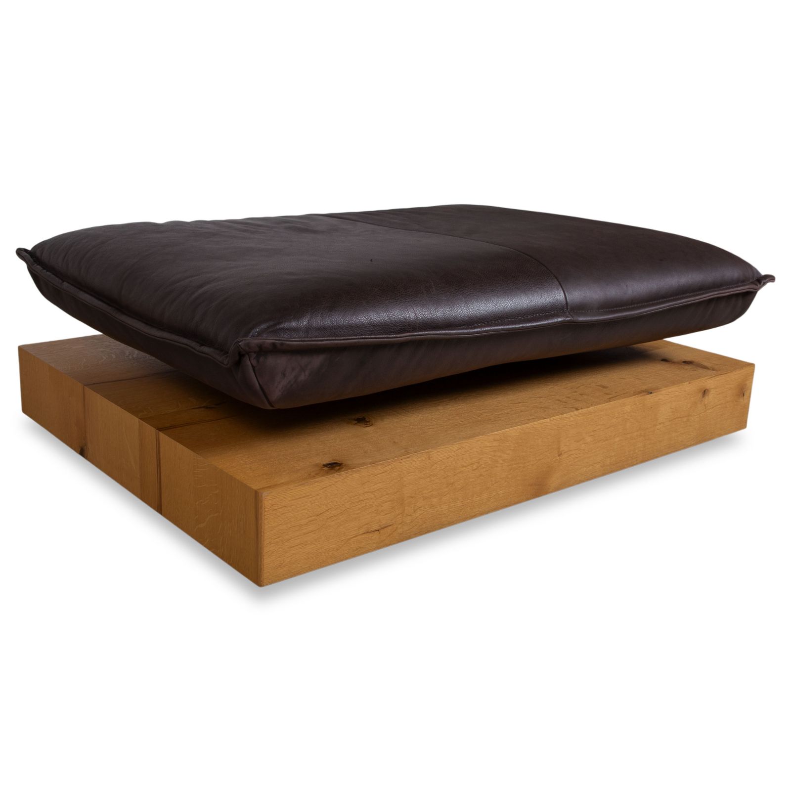 Repose-pieds Koinor Free Motion Edit 3 en cuir brun chocolat, bois, fonction manuelle