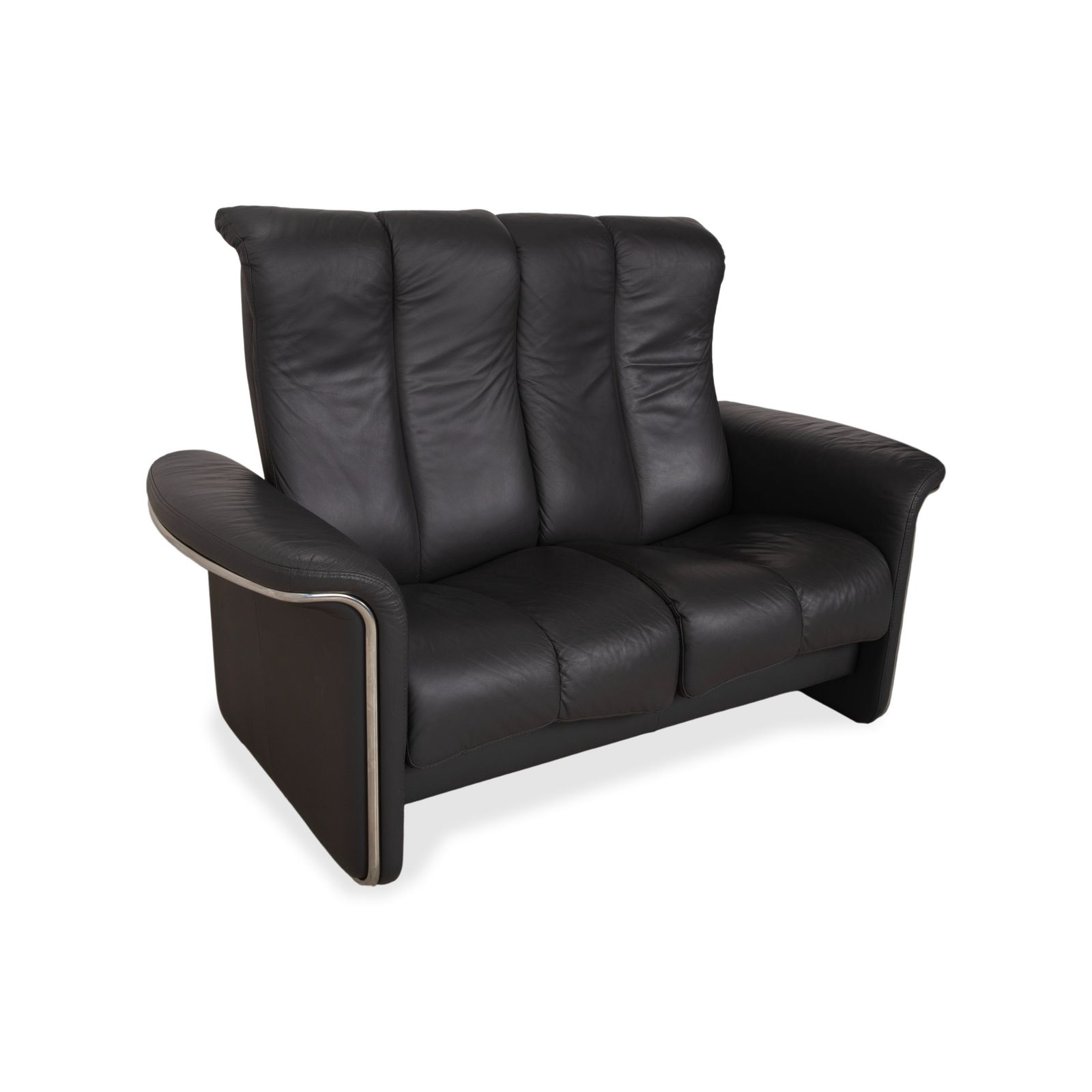 Canapé 2 places Stressless Soul en cuir gris anthracite foncé, fonction manuelle photo for sale