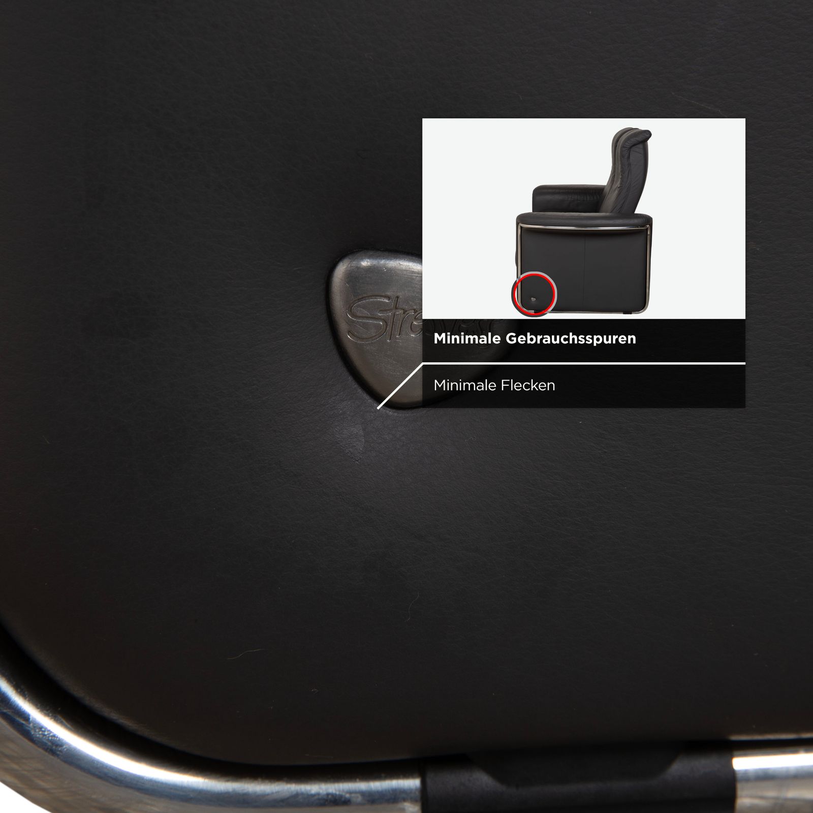 Mobilier Canapé 2 places Stressless Soul en cuir gris anthracite foncé, fonction manuelle photo