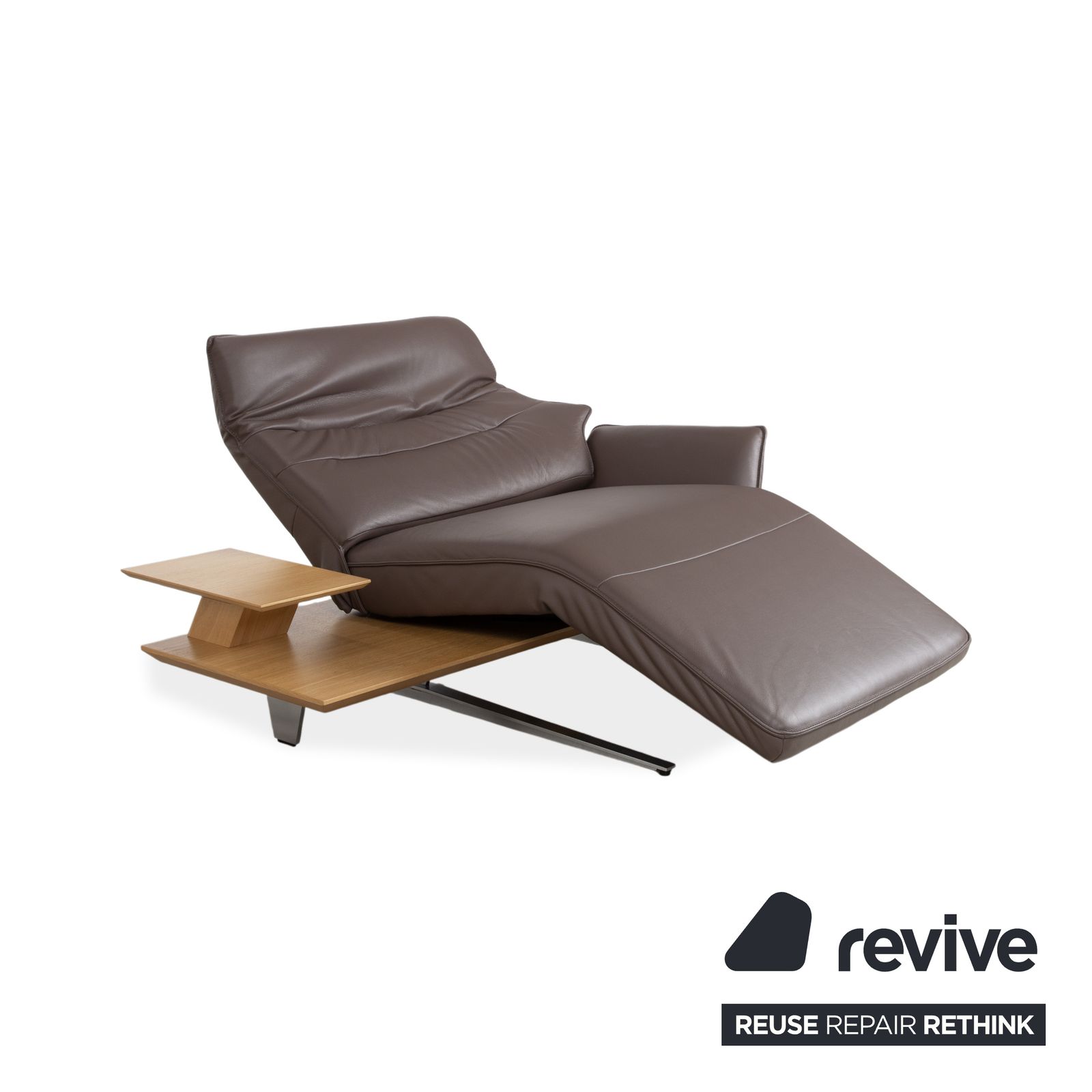Méridienne Himolla 4905 en cuir, bois et métal, marron, fonction électrique photo 2794.0