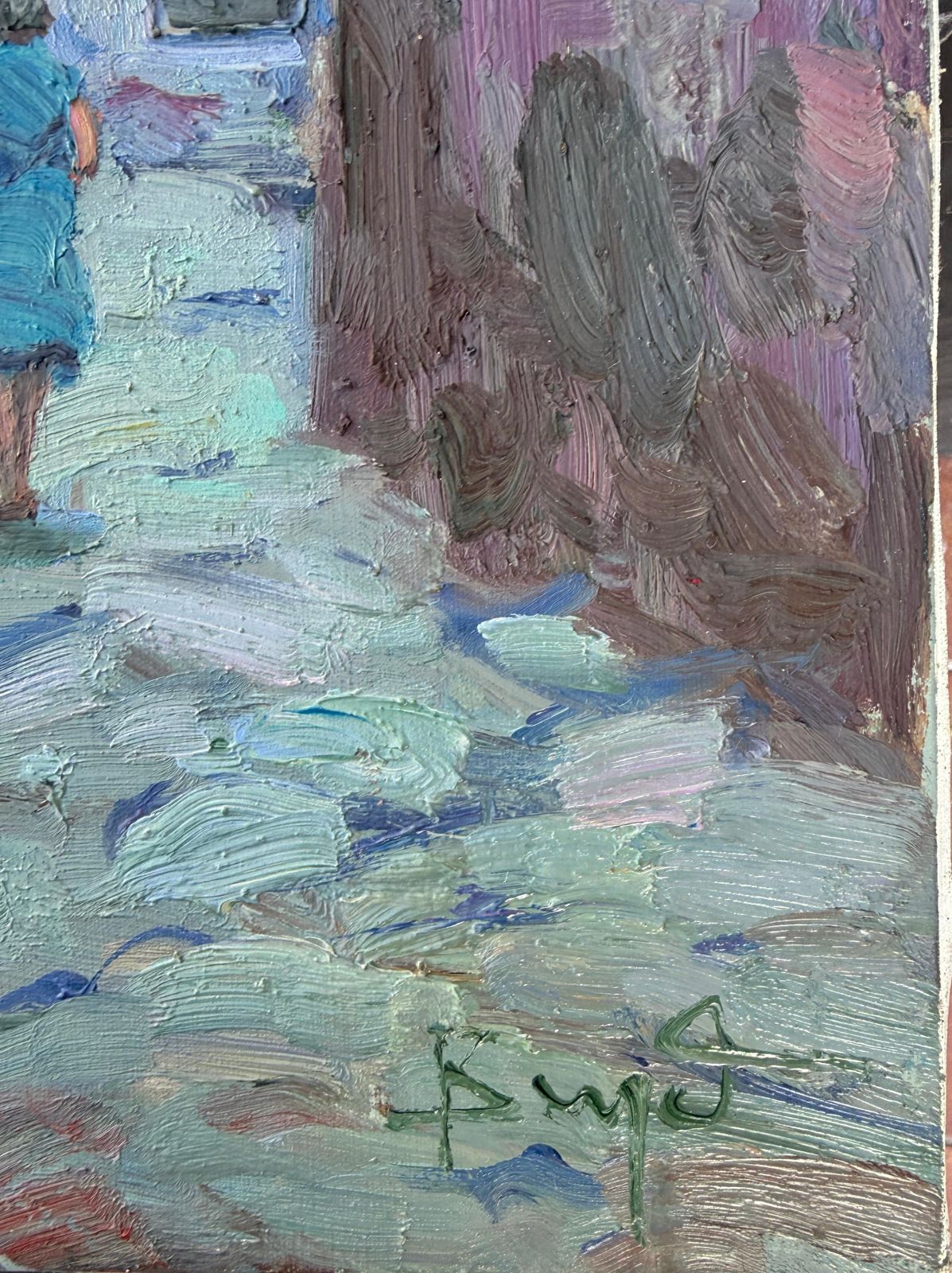 Jordi Baget Ballester Spanish Village Scene Albarracín Teruel Expressive Oil Painting Impressionist 1970 photo furniture