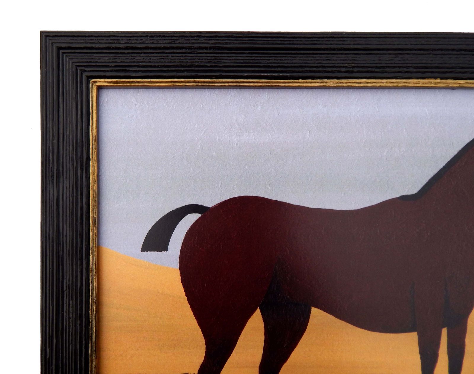 Naive Prize Bay Mare Folk Art Horse Print In Hand Painted Black Frame By Matt Rix photo vinterior